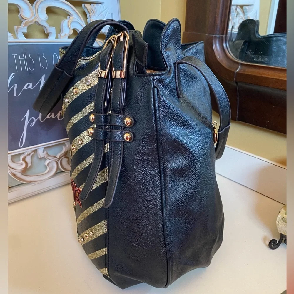 Betty Boop Black and Gold Hobo Bag